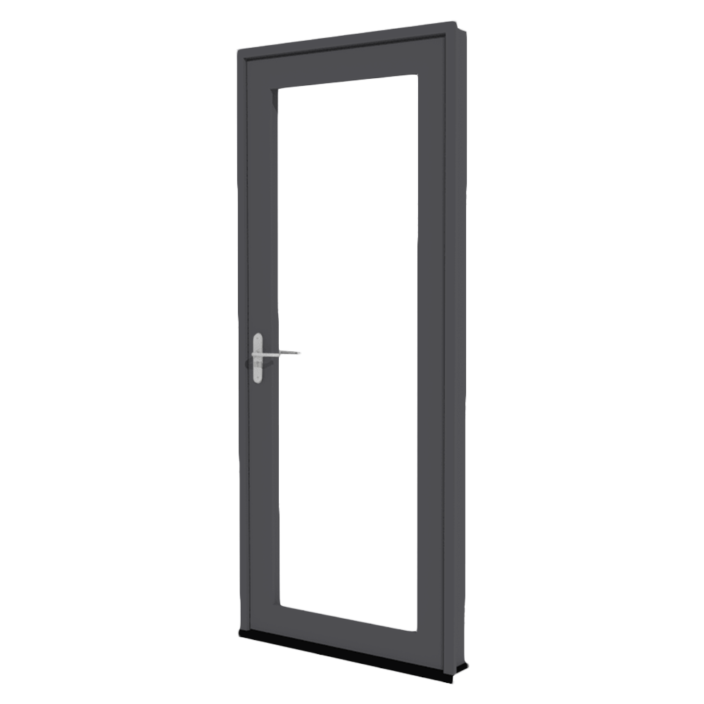 Enkele aluminium terrasdeur buitendraaiend met slank profiel