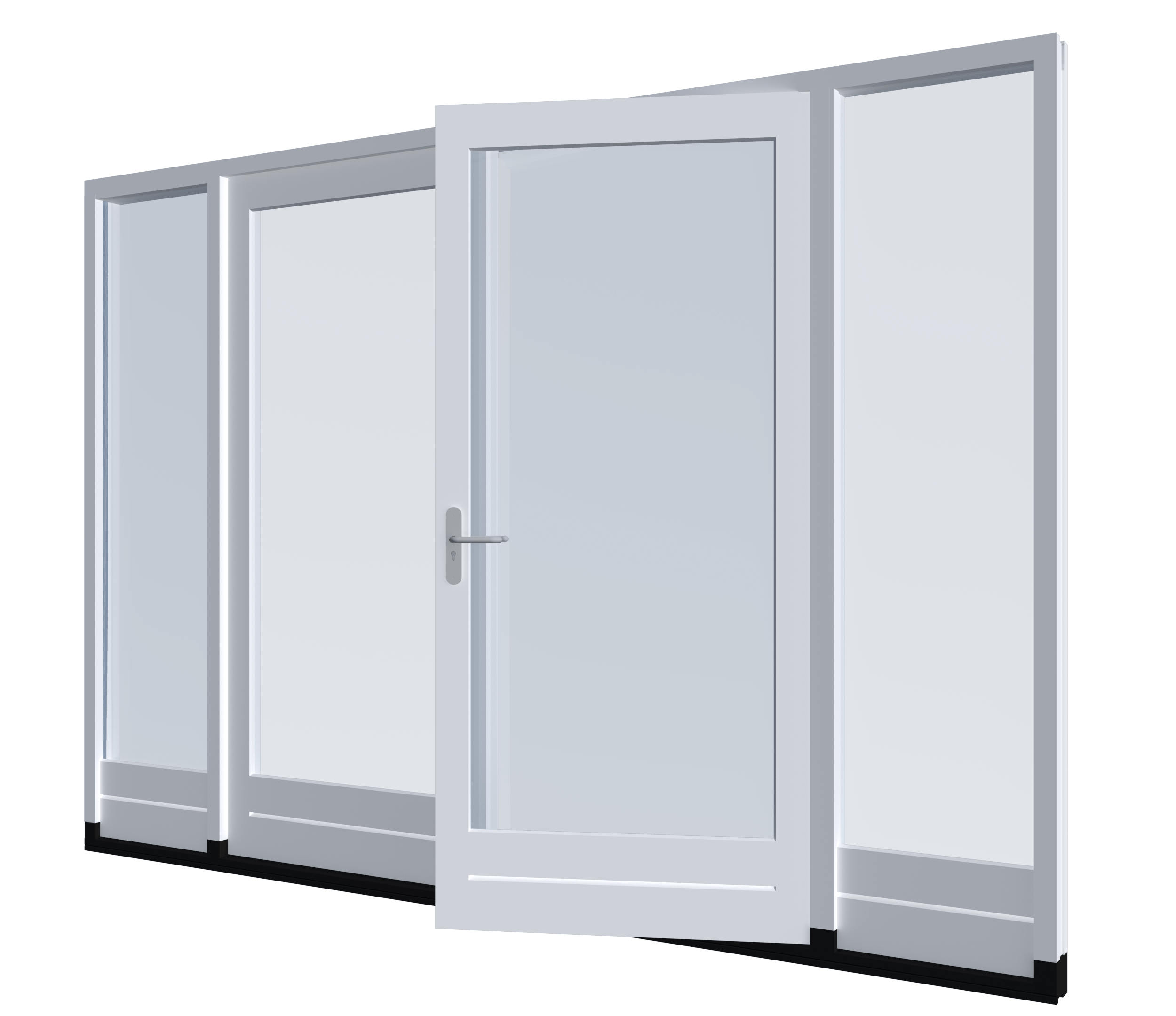 Houten stolp tuindeuren met borstwering in zijlichten buitendraaiend